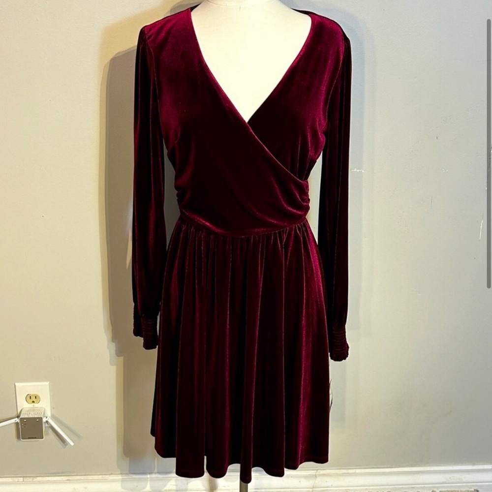 Elegant Velvet Burgundy Dress